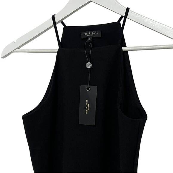 RAG & BONE WOMENS SMALL IRINA HIGH NECK STRETCH JERSEY KNIT TANK TOP BLACK - Picture 6 of 13